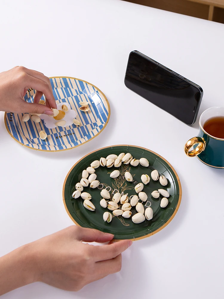 disposable paper plates custom party plate round dessert plate dish for sale