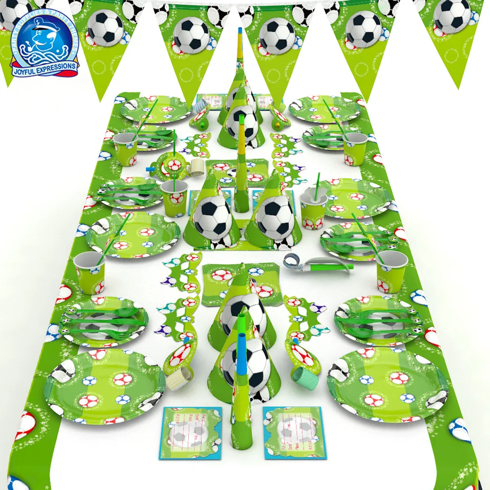 undefined Party Supplies Tableware Football Theme Party Paper Plate Cup Napkin For Baby Kids Birthday Party Decoration