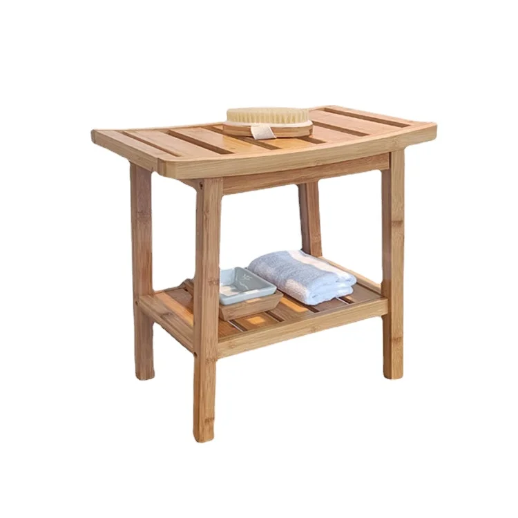 Factory Custom Design Wood Teak Shower  Bathroom Stool Waterproof  Shower Stool For Bathroom