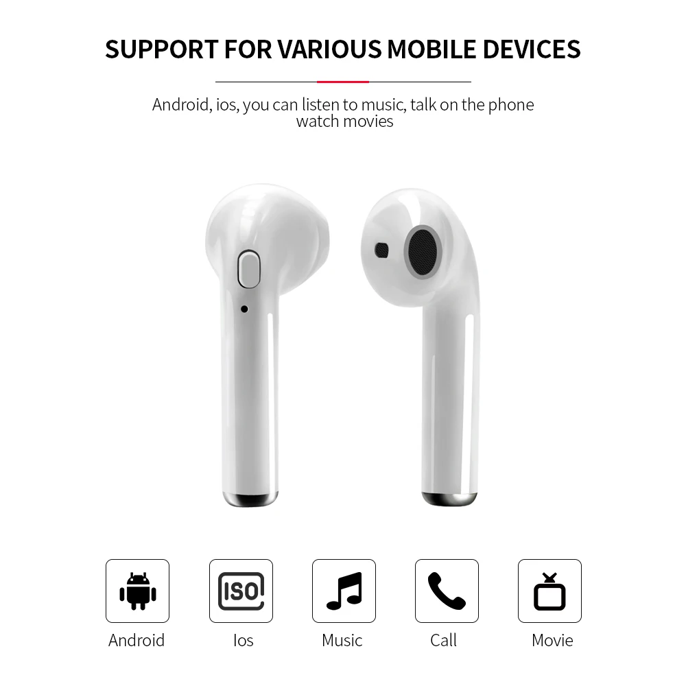 Free Samples i7s TWS Earphones Mini Wireless Headphone In Ear Headsets Best Earbuds for Running