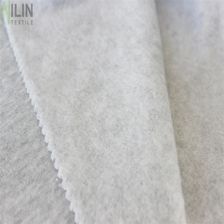 Anti-pilling autumn winter fabric grey melange 1side brush fleece fabric