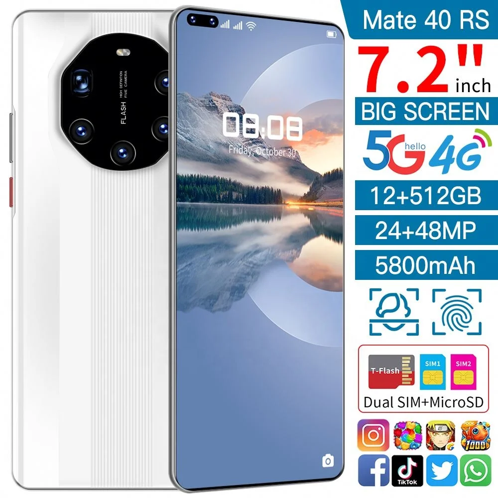 Смартфон Mate40 RS, 48 МП, 12 + 2022 ГБ, Android 512, 10,0 дюйма