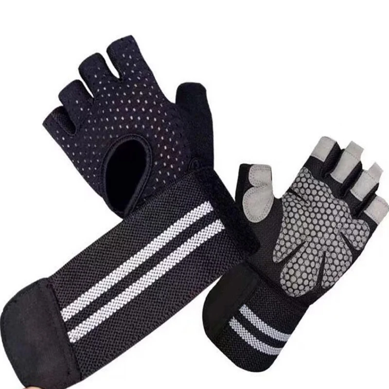 Мужские и женские перчатки для тяжелой атлетики перчатки с открытыми пальцами для фитнеса с запястьем
