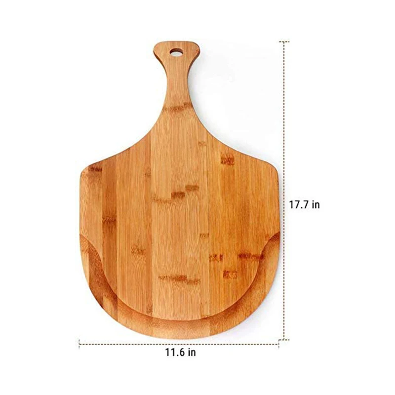 Pizza Paddle Peel Serving Platter Cheese Tray 12 Inch Natural Bamboo Pizza Cutting Board With Handle Wooden
