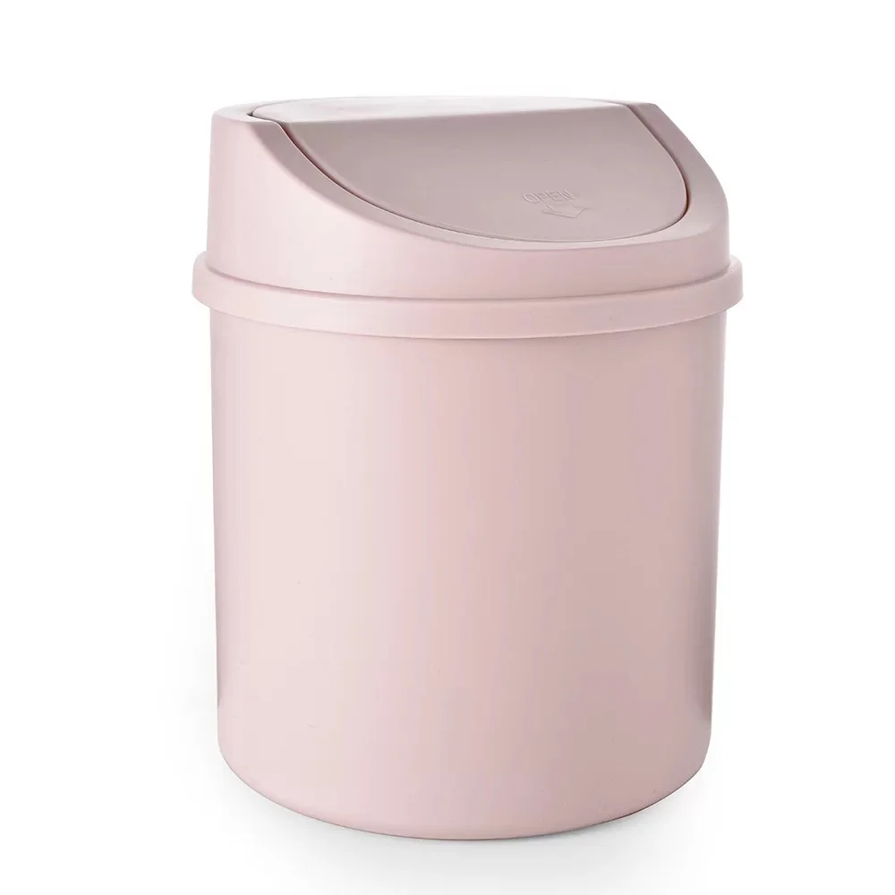 Mini Desktop Bin Small Trash Can Tube with Cover Bedroom Trash Can Garbage Can Clean Workspace Storage Box Home Desk Dustbin