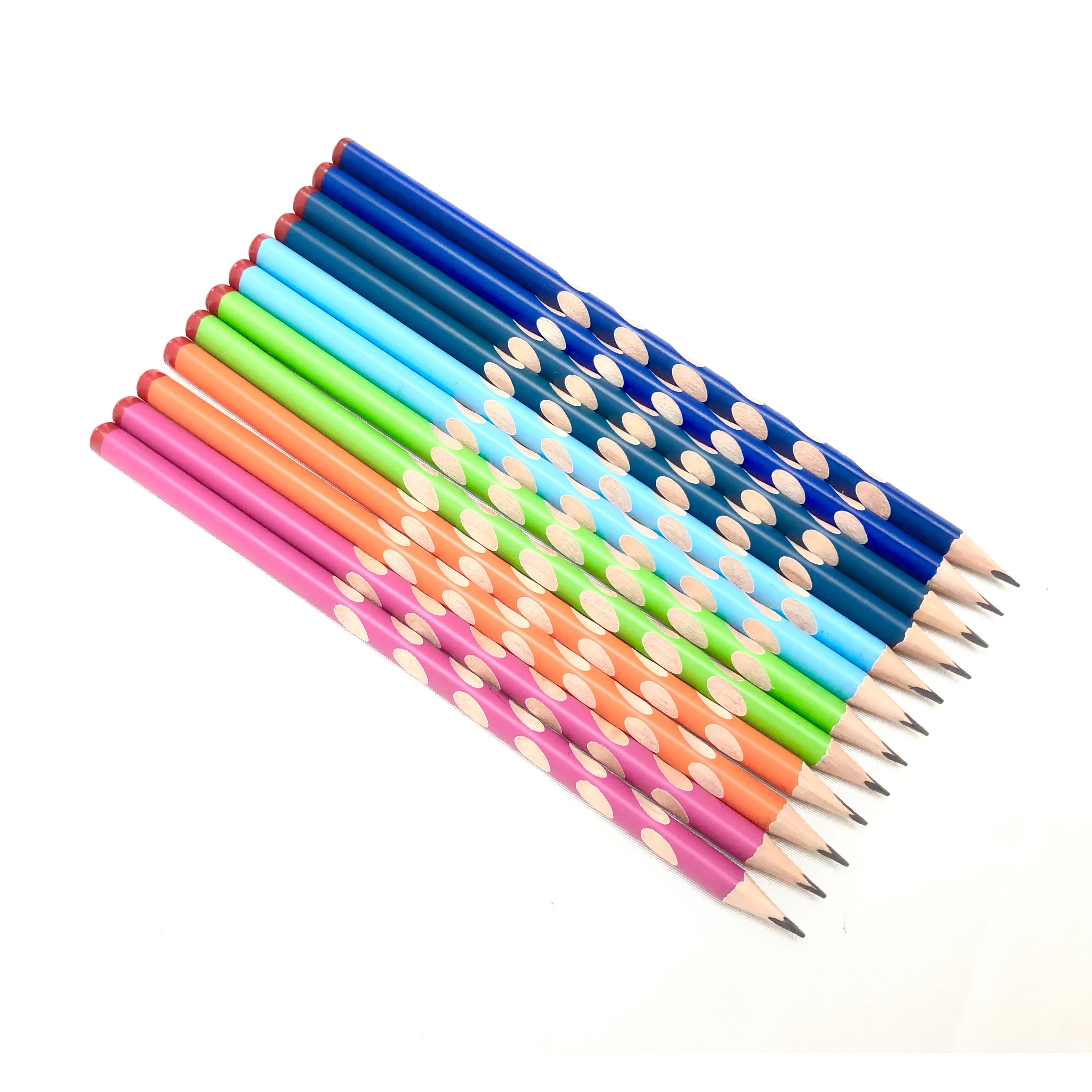 Factory good quality creative HB pencils promotional customized logo  triangle with dipped end cheap pencil