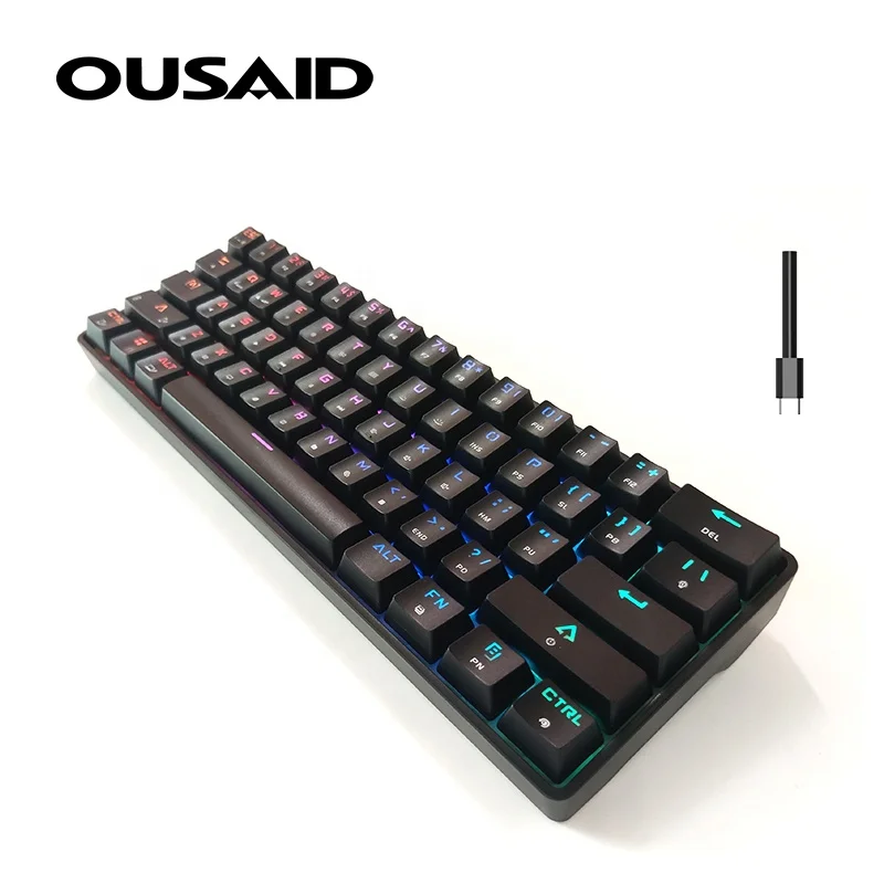 YPM factory hot sale 68 keys mechanical gaming keyboard 60% RGB for gamer typewriter DK61