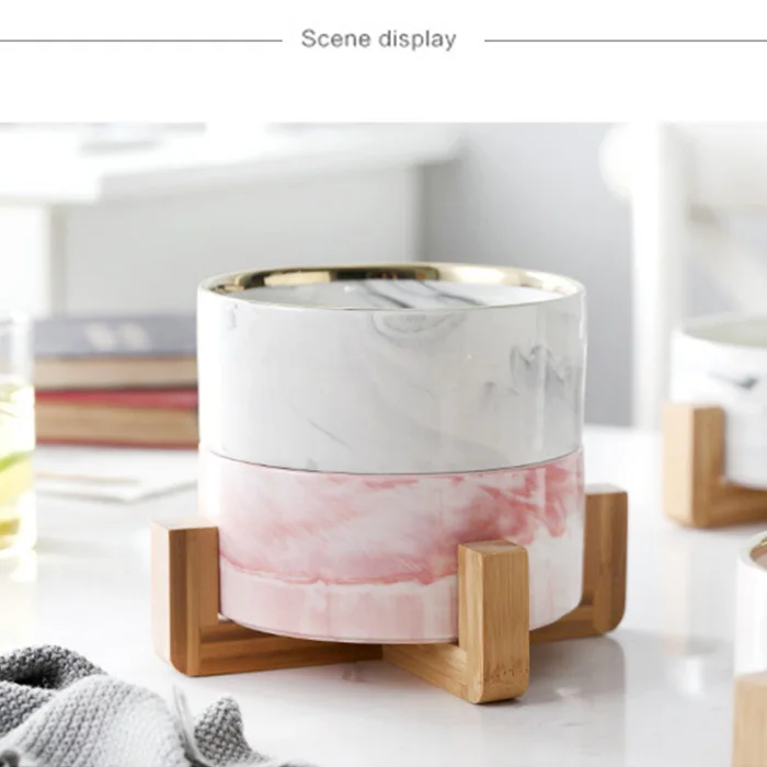 Большая Керамическая Салатница с мраморным дизайном в скандинавском стиле