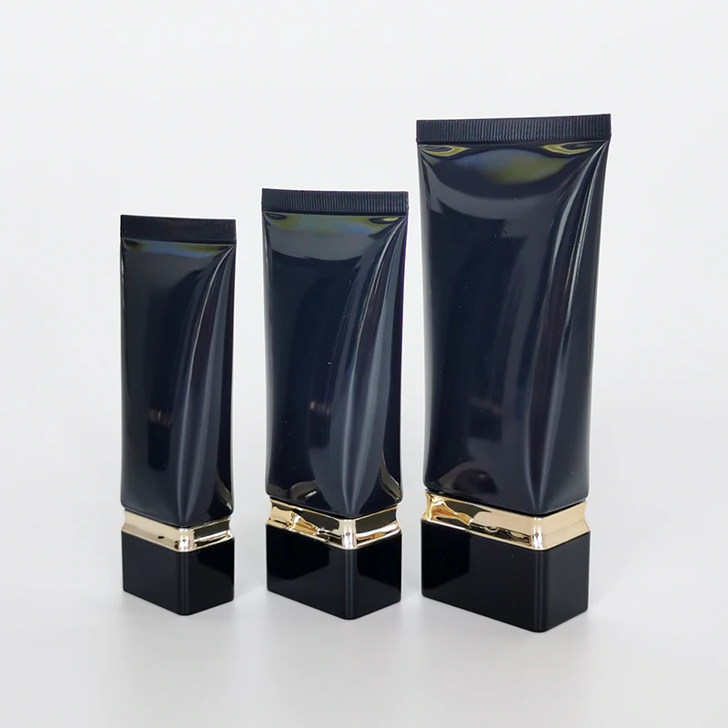 Competitive price round packaging cosmetic tube black plastic tubes withe lids