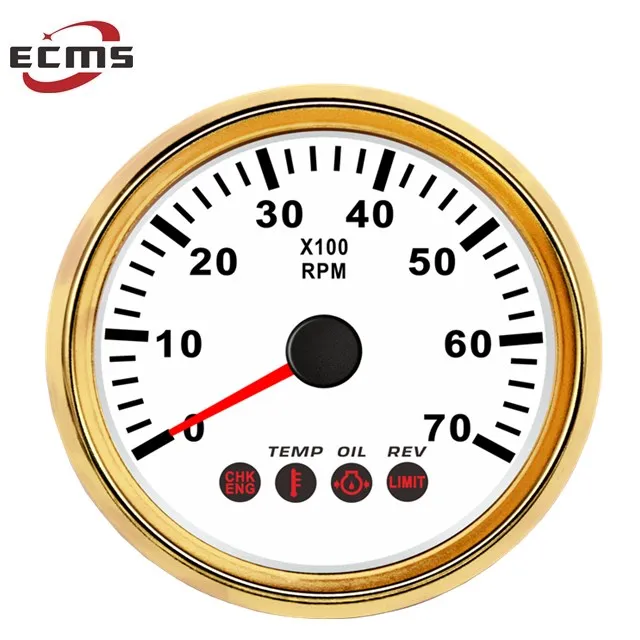  Морской Тахометр ECMS белый/черный 0-7000 об/мин с 4 светодиодными