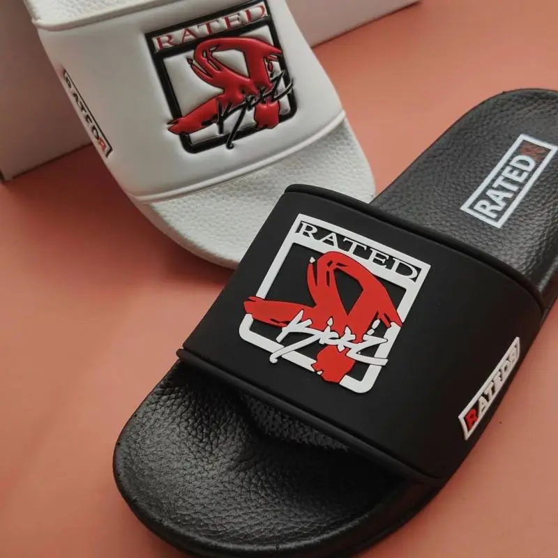 Chenyu PVC logo mens slippers outdoor street wear sleepers slides for men, OEM logo unisex sandals flat shoes slipper