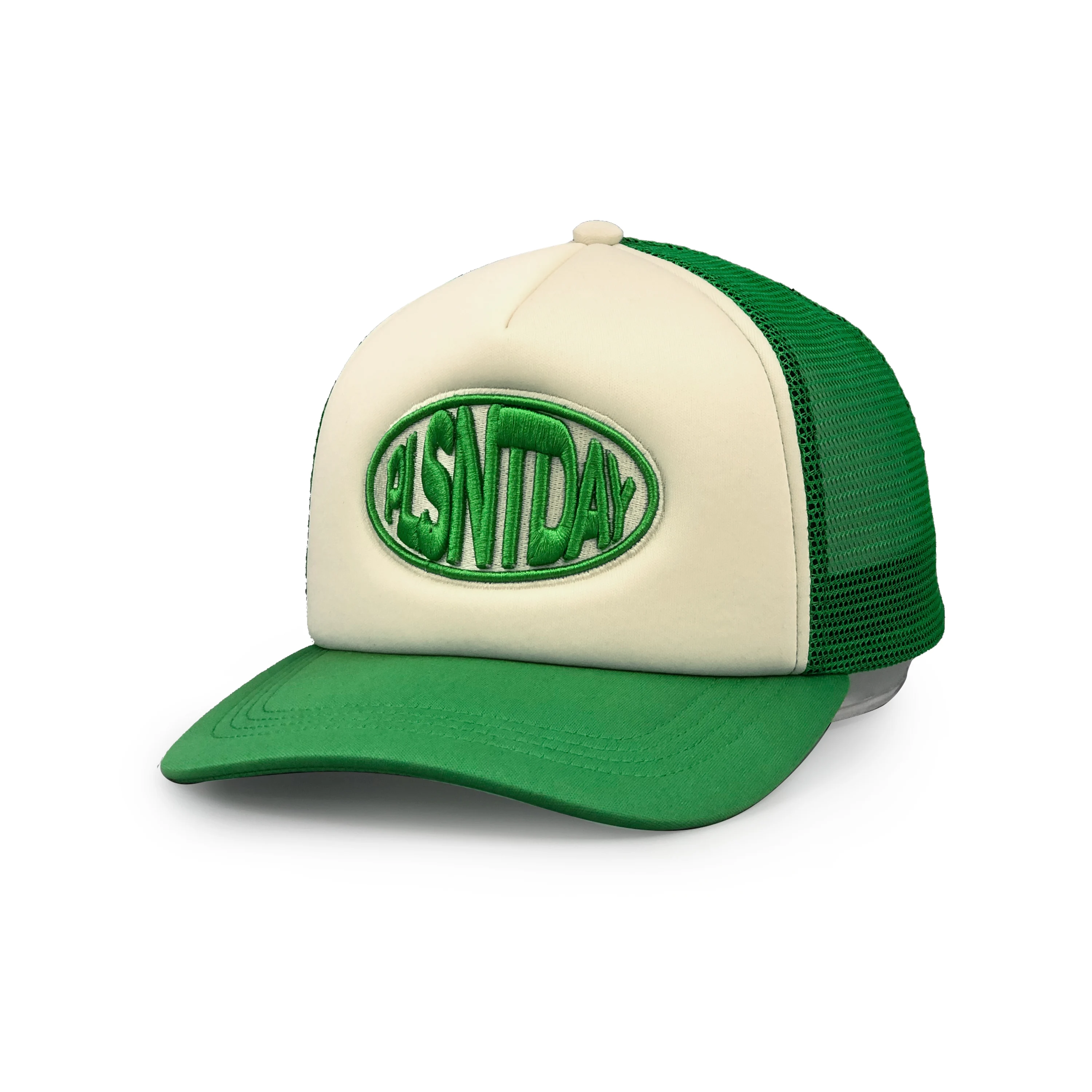 Wholesale Sports Curved Brim 5 Panel Adjustable Fitted Custom 3D Embroidered Leather Patch Logo Foam Mesh Puff Trucker Hat Cap