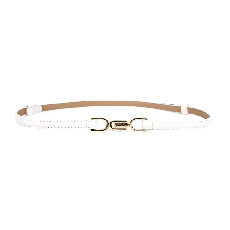 Portable Slim Waist Belt Women Thin Belts Leather Belt Gold Metal Buckle Waistband for Dress Panty Clothes