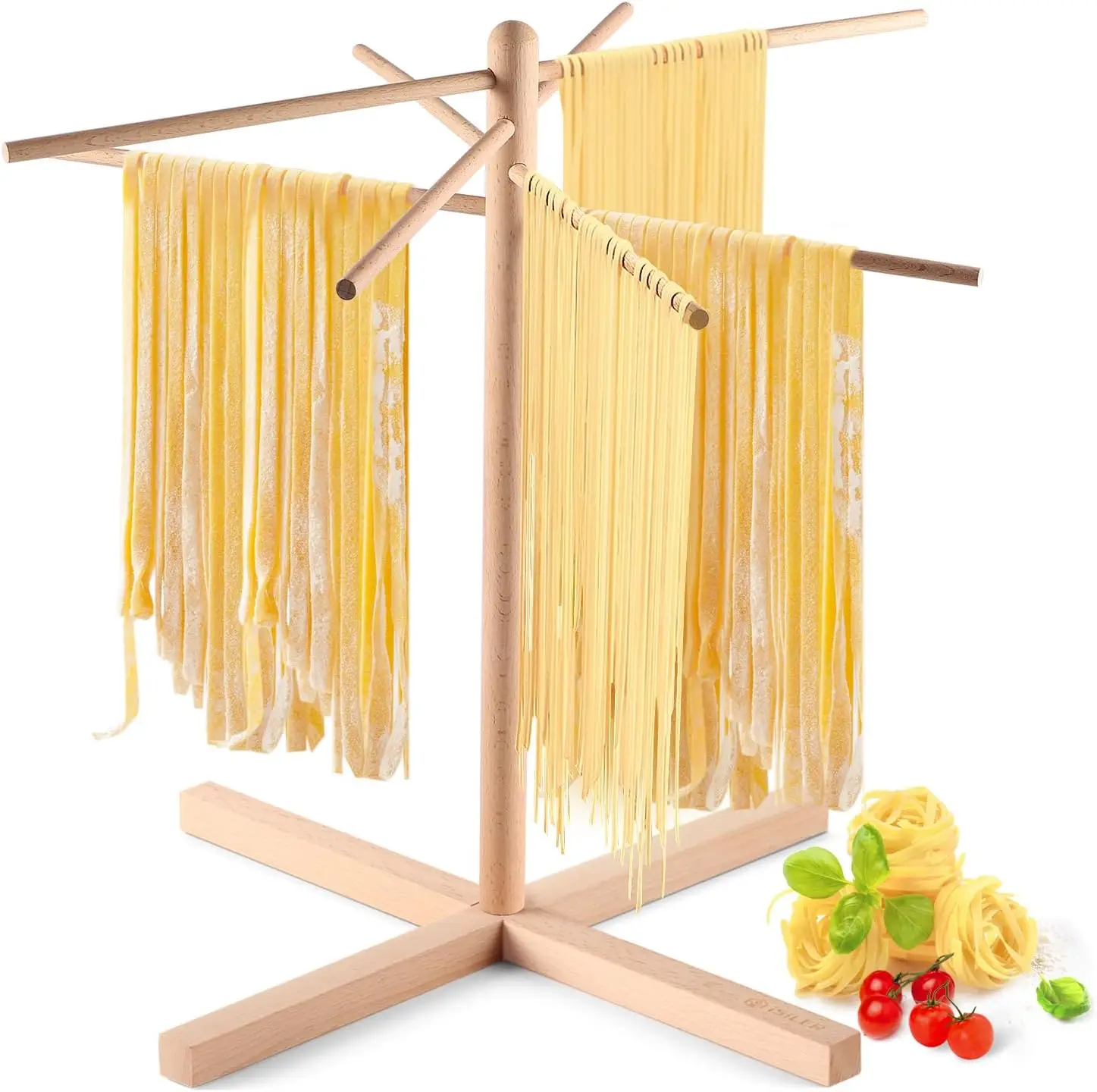 Natural Beech Wood Foldable Noodles Stand Spaghetti Hanging Dryer Rack for Home Use Storage Pasta, Spaghetti, Noodle