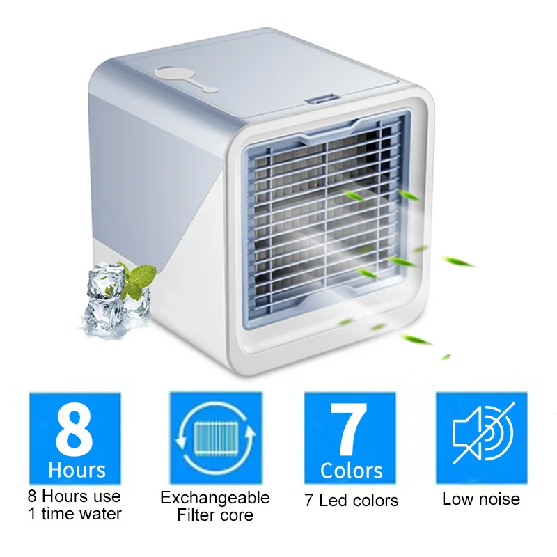 
LED 7 Colors Night Light Electric Arctic Mini Fan Air Cooler With USB 