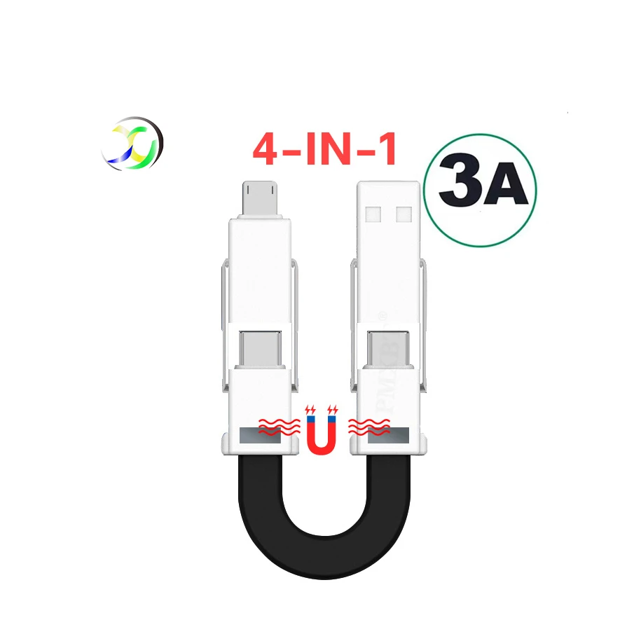 Key Ring Usb Cable 4 in 1 Magnetic Micro USB Key Chain Adapter Data Charging Cable