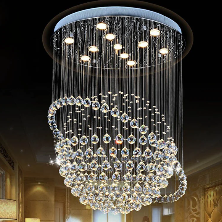 Staircase Light Crystal Chandelier Building Large Led Modern Crystal Ball Chandelier For Lobby Living Room