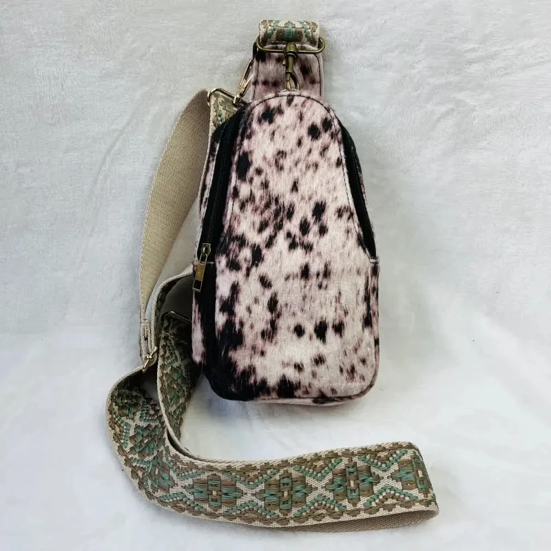 Wholesale Faux Cowhide Crossbody Sling Bags With Adjustable Guitar Strap Custom Sling Bags for Women