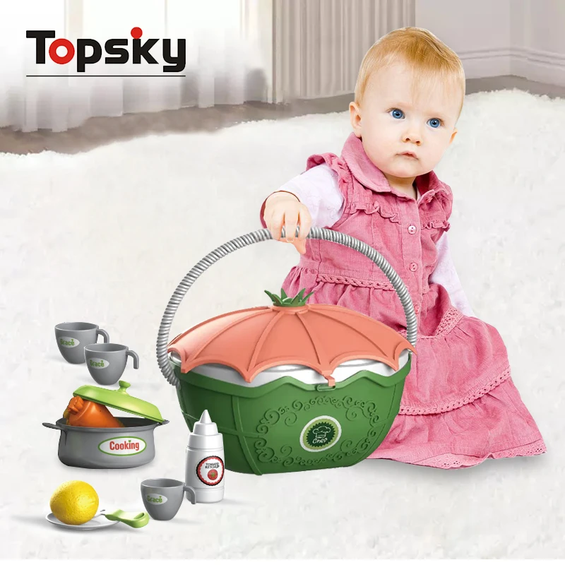2 In 1 Portable Children Kitchen Set Supermarket Shopping Play House Toys Simulation Cooking Experience Kitchen Set Toys