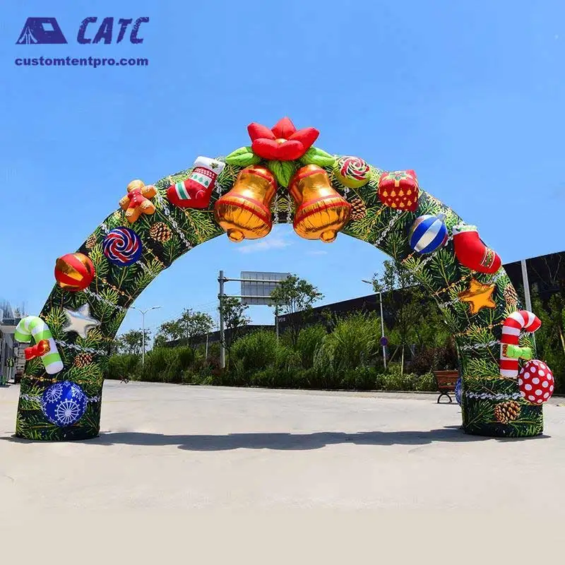CATC Outdoor Airtight Christmas Arch Door Merry Christmas Inflatable Entrance Gate for Festivals and Events Decorations