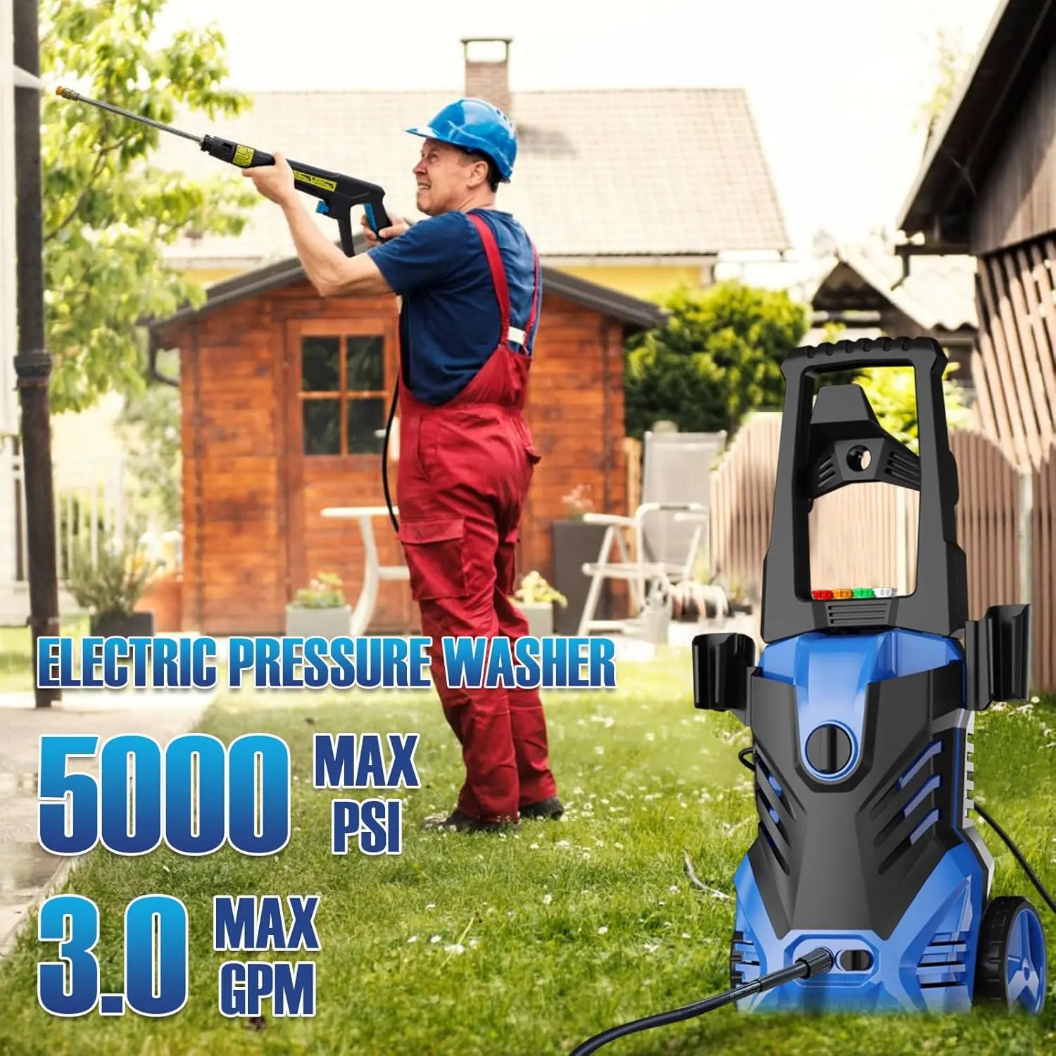 Electric High Pressure Washer 25ft Hose Power Cord, Making It Perfect for Cleaning Cars, Fences, Pool, Patios.