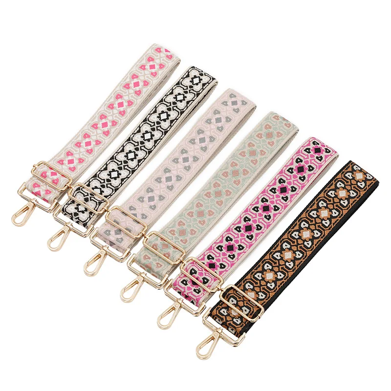 Adjustable 2 Inches 5cm Gold String Jacquard purse  Bag Strap  guita strap