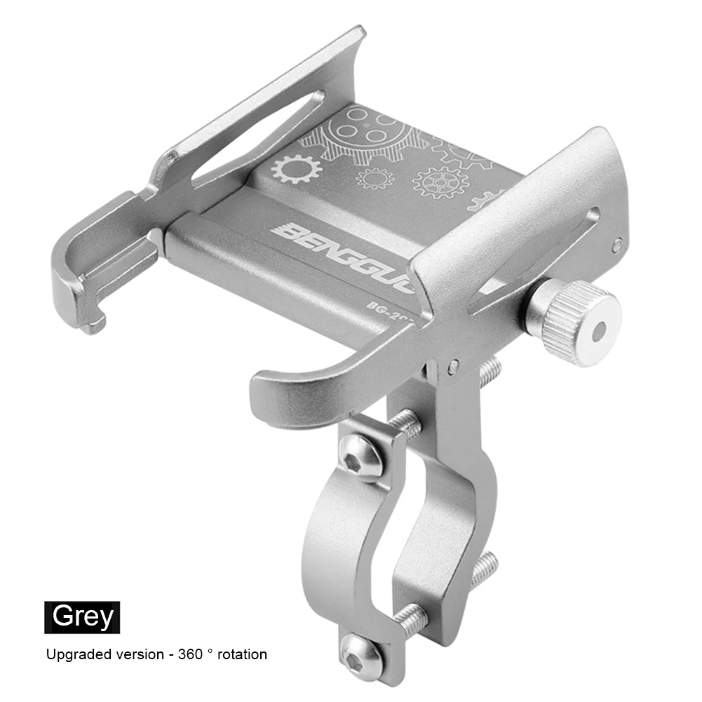 New Bicycle Mobile Phone Holder Aluminium Alloy Motorcycle Bike Handlebar Support Bracket 360 Rotation Shockproof Cell Phone Bra