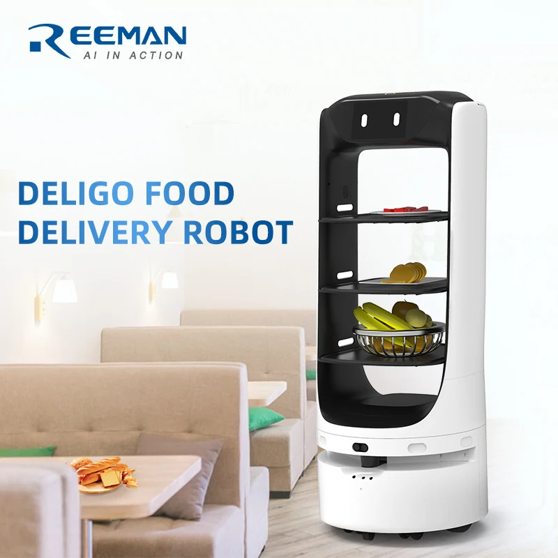 Reeman  Autonomous Navigation Waiter Robotic Food Delivery Robot Restaurant  Smart charging
