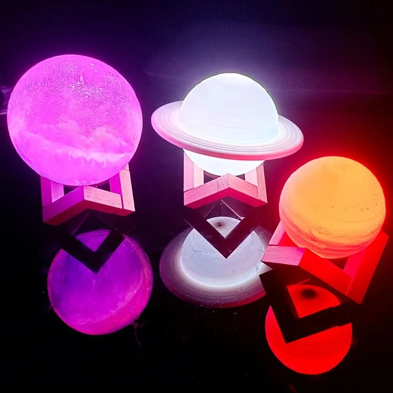 2021 Newest Touch 16 Colors 3D Print Saturn Lamps Rechargeable Night Light for Bedroom