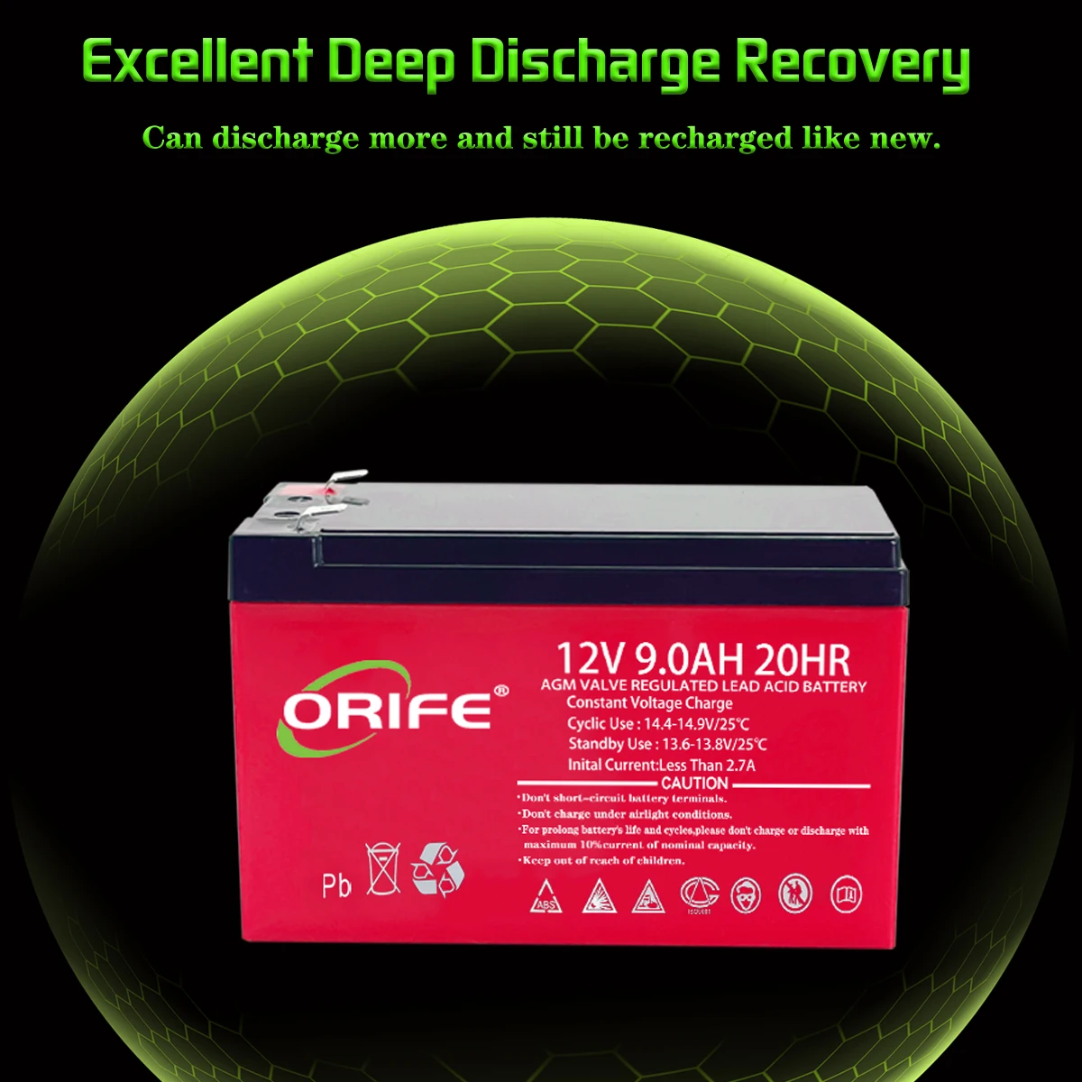 ORIFE изготовленный на заказ мини-размер Agm герметичный свинец возобновляемой энергии 12 В кислотный аккумулятор 9ah
