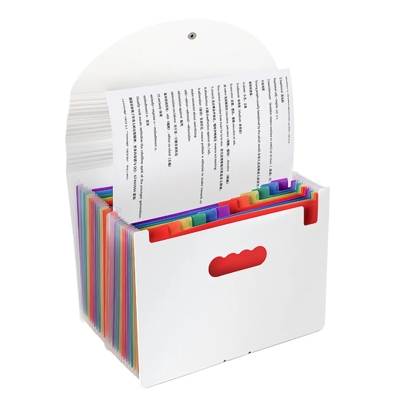 Desktop Rainbow Organ 12/24 Pocket Plastic Paper A4 File Padded Retractable Folder with Lid Organizer Office School