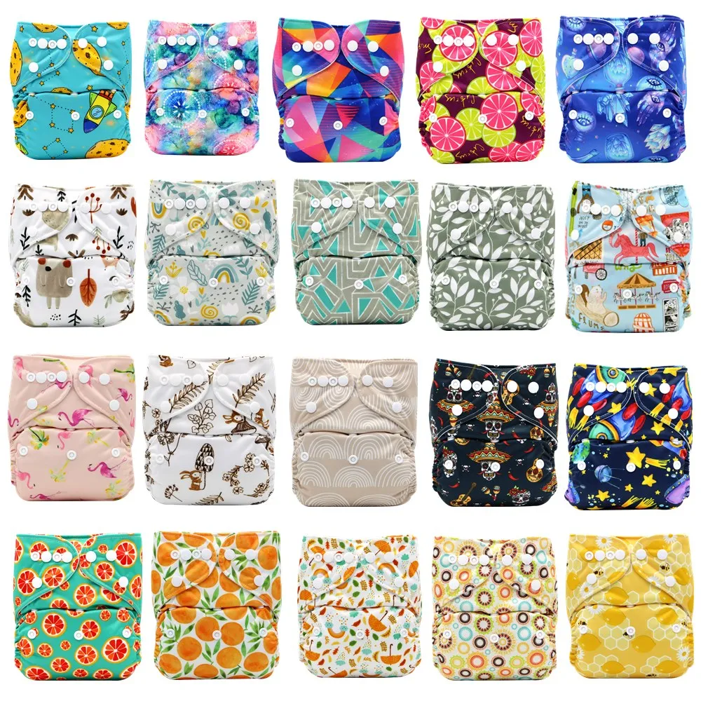 
Asenappy Washable Cloth Diaper Pocket Double Row Snaps Cloth Nappy 