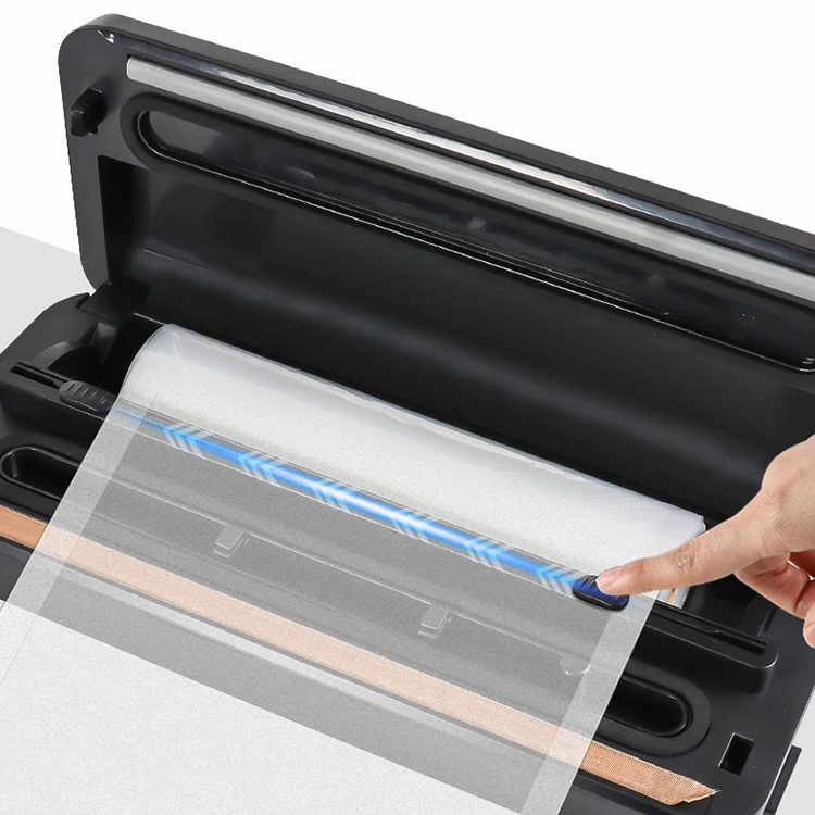 Automatic Household Kitchen Electric Vaccum Packaging Vacuum Food Sealer Machine With Built-In Sliding Cutter And Roll Bag