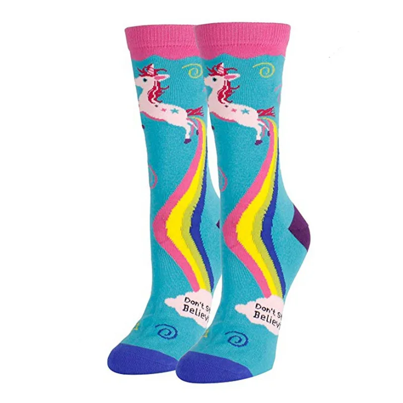 Hot sell  unicorn socks Customized Wholesale women and girls cute cartoon unicorn socks