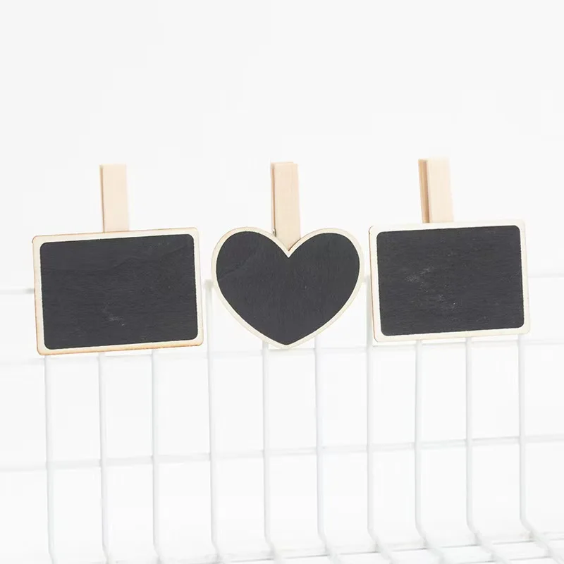 Mini Wooden Blackboard Memo Message Folders New Shaped Hanging Chalkboard with Wood Pegs Household Sundries