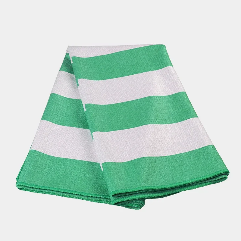 Custom wholesale quick dry waffle woven soft double-sided printed microfiber sports beach towel with carry bag