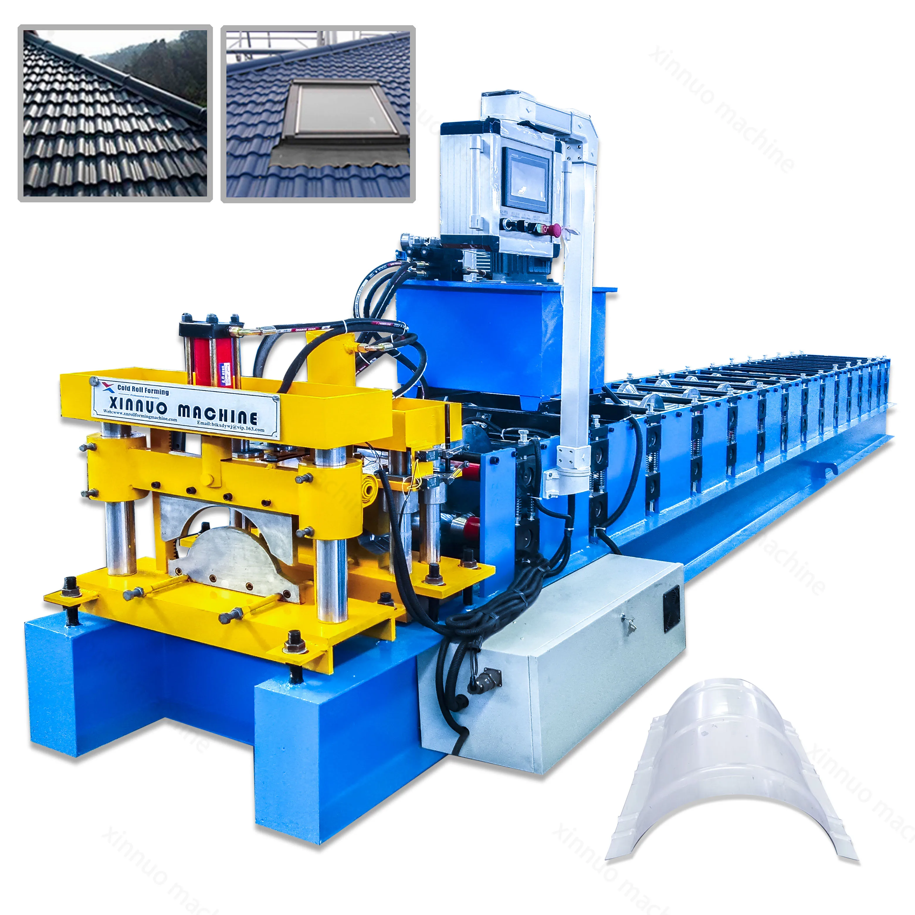 Metal Roof Tile Ridge Cap Colour Coated Tile Roll Former Forming Pressing Making Machine for Roof Drainage