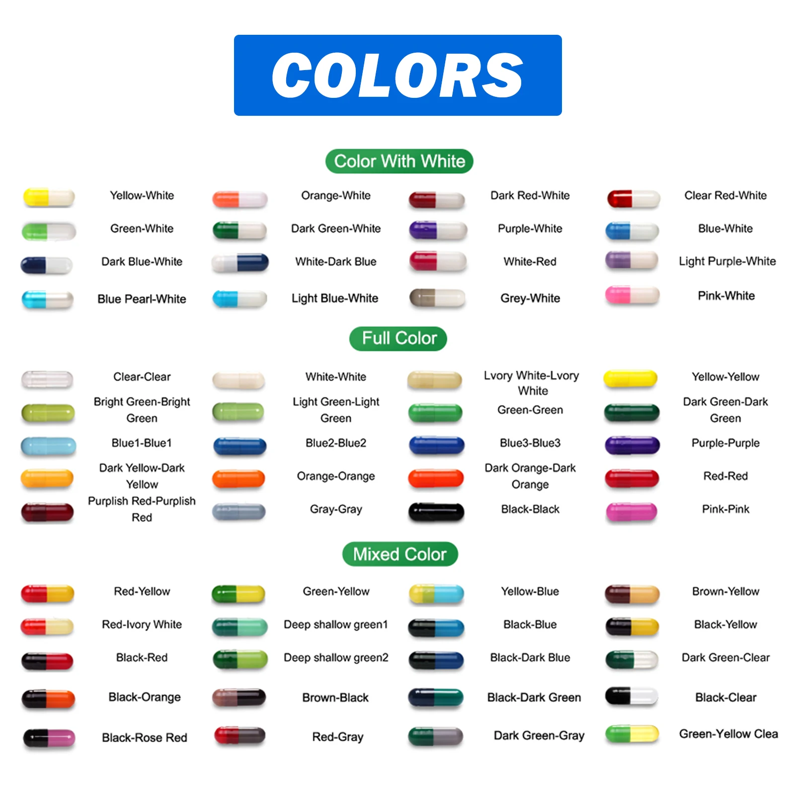 CapsulCN Discounts on Bulk Orders Support Customization Empty Gelatin Capsules Hard Capsule Multiple Colors Available