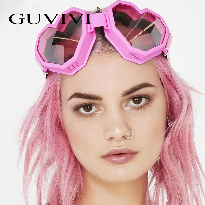 Женские слитные лыжные Солнцезащитные очки GUVIVI в форме сердца, большие градиентные линзы, брендовые дизайнерские очки, женские солнцезащитные очки