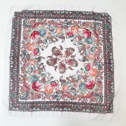 Women Square Scarf 70*70cm Russian Retro Floral Print Head Scarves Bandana Foulard Femme Muslim Headwrap babushka Scarf