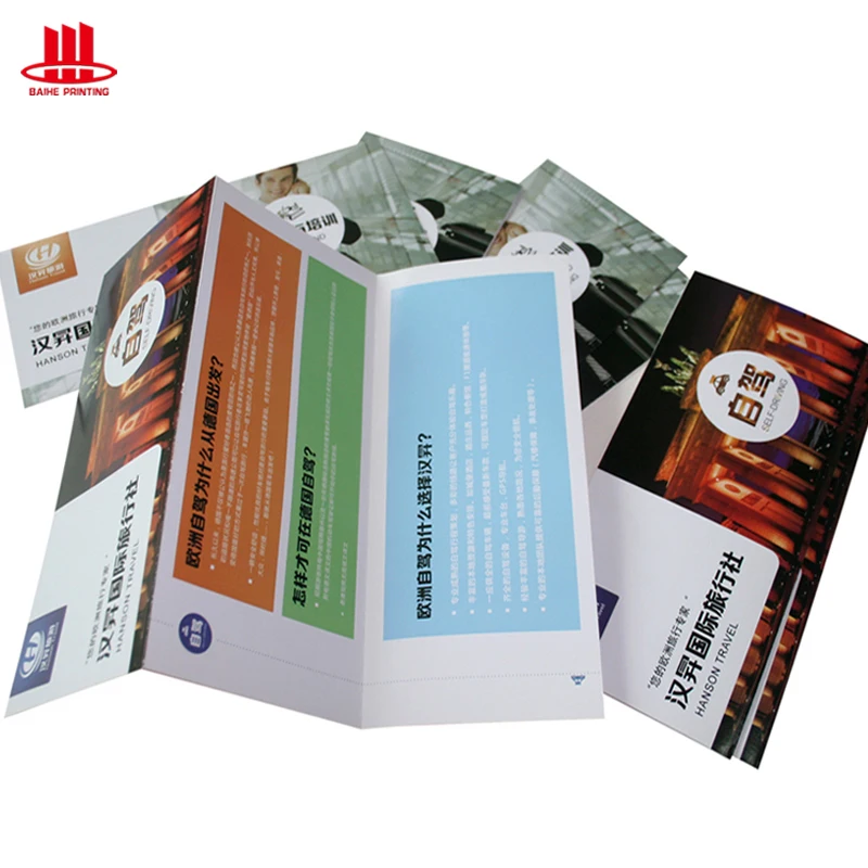 Custom Color Printed Product Promotion Matte Laminate Tri- Fold Design Paper Brochure Printing OEM Offset Printing Chart Paper