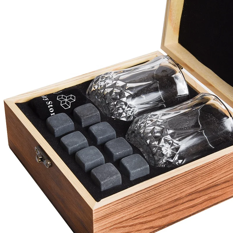 Whiskey Stone Set Gift Box Wholesale price Ice Wine Stone And Glasses Reusable Bar Accessories Stuffers