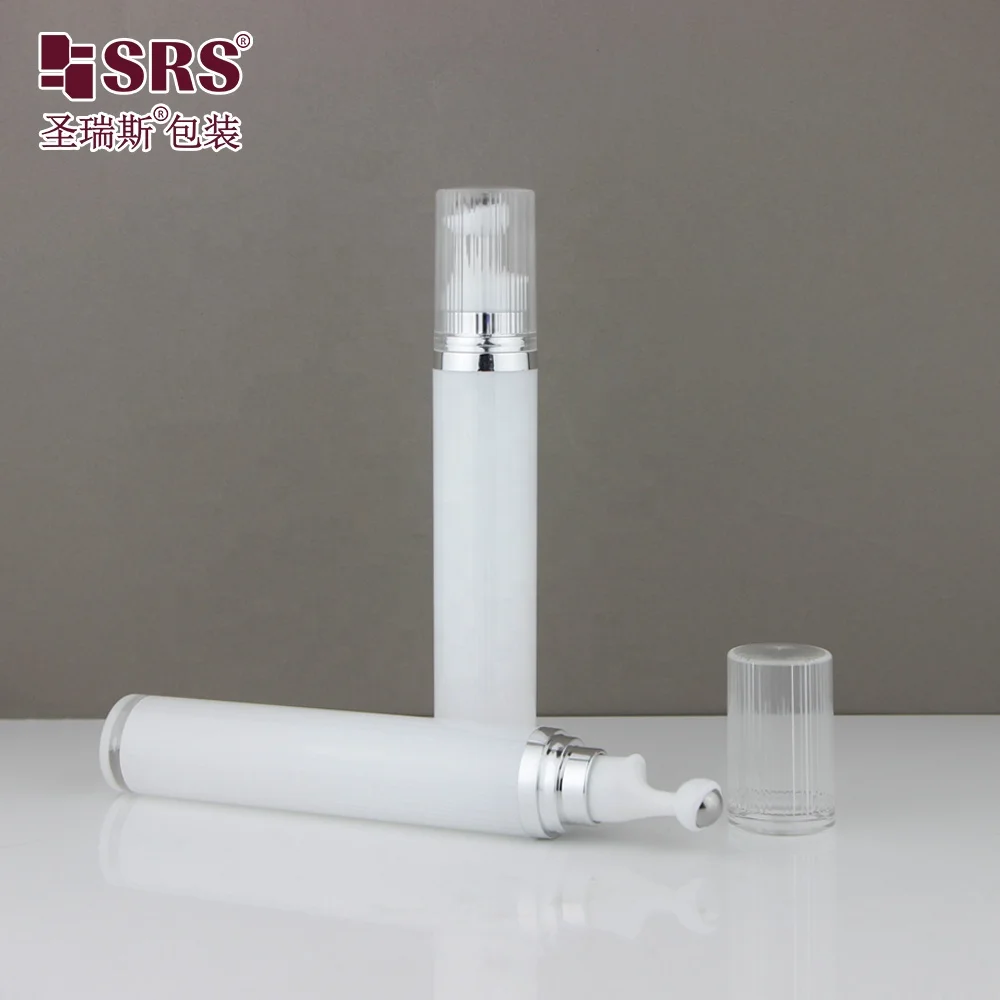 15ml 20ml Empty Acrylic Double Wall Eye Cream Massage Roller Steel Ball Roll On Plastic Bottle