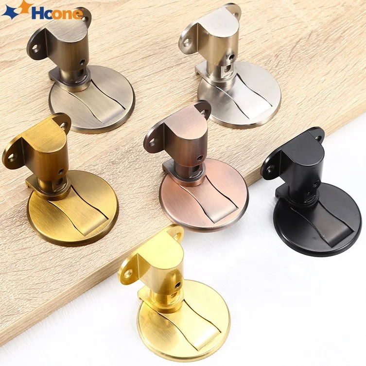 Hoone Zinc Alloy Magnetic Door Stopper Door Holder Hotel Gold Deurstopper Adjustable Floor Mounted Magnet Door Stops