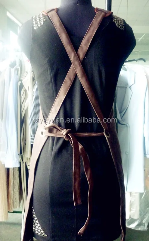 Brown oil wax canvas retro apron / waterproof oil apron