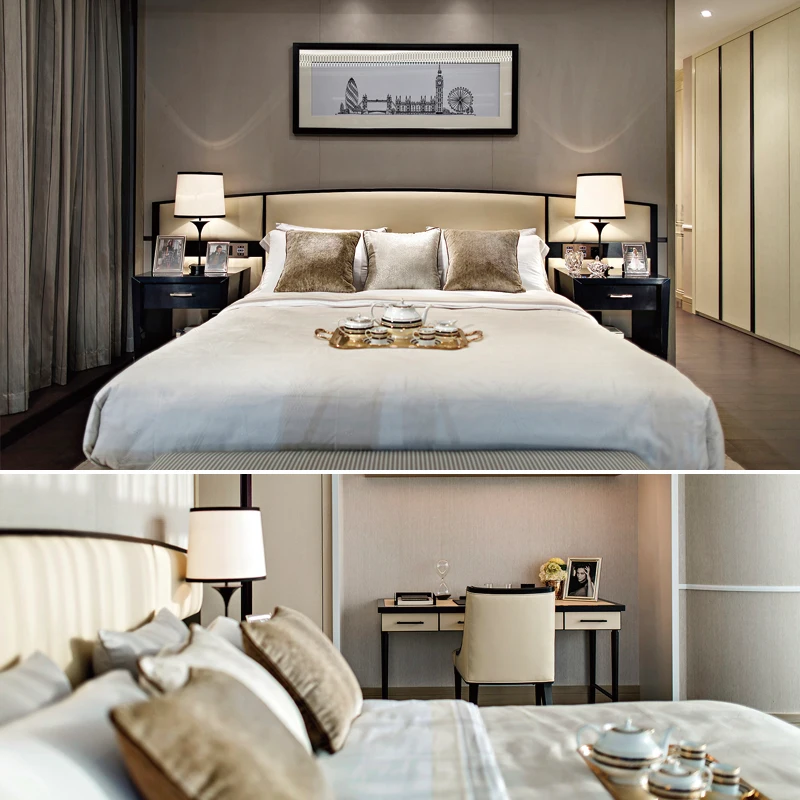 Белая Мебель Современная звезда антикварная мебель для спальни набор Королевского золота Tufted 5 Home Hotel King Size