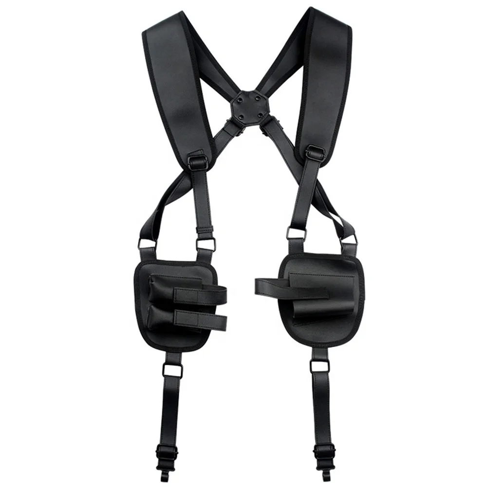 Tactical Holster Pu Leather Adjustable Concealed Carry Holster With Magazine Holder Vertical Shoulder Holster