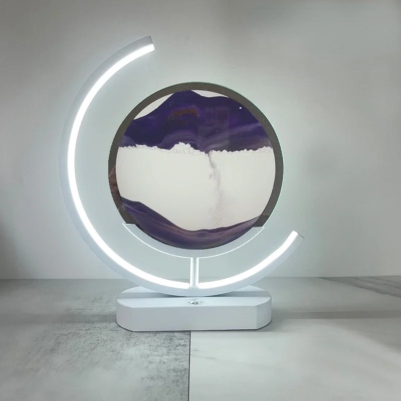 Good quality USB LED Craft Quicksand 3D Natural Landscape Flowing   Hourglass Night Light Moving Sand Art rechargeableTable Lamp