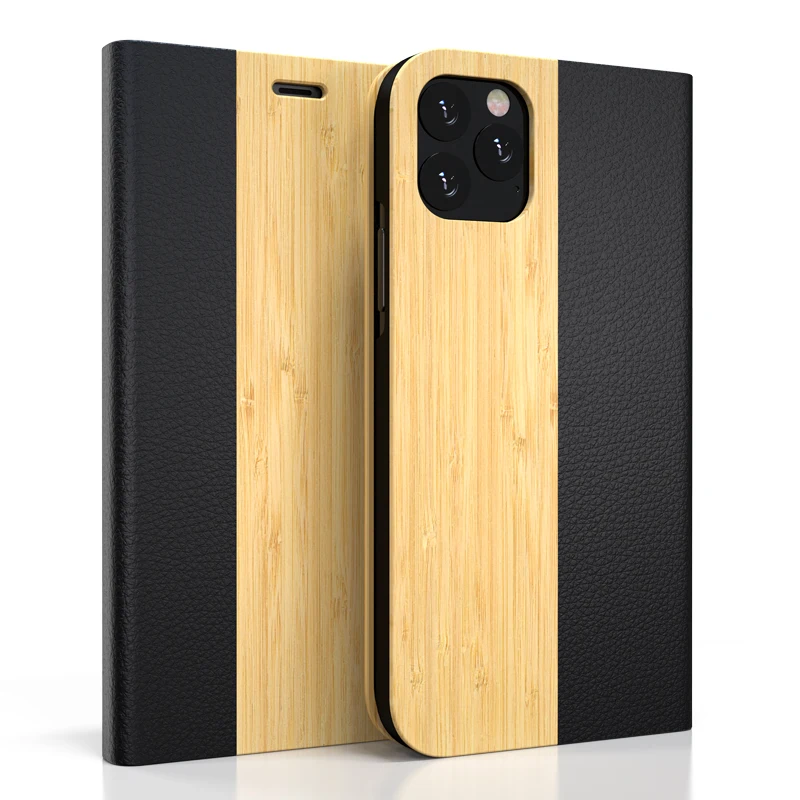 2019 New Arrivals 2 in 1 Wooden Phone Leather Phone Case for Iphone 11