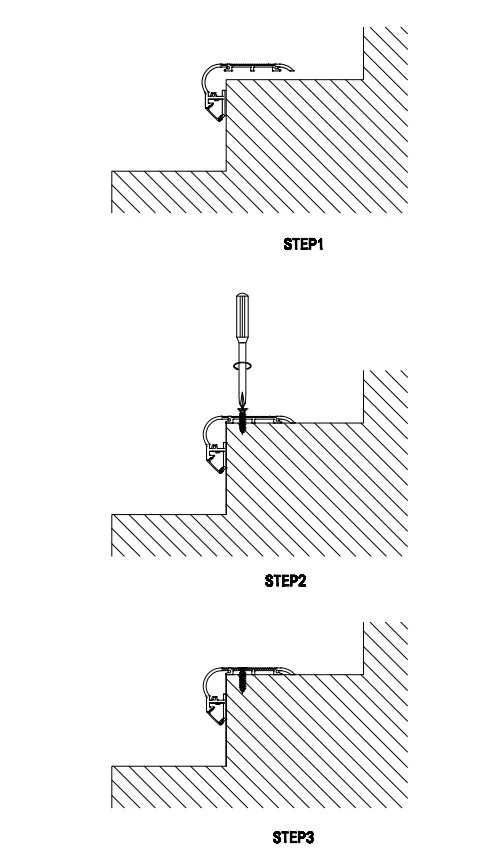F Shape Aluminum LED Profile for Stairs/ Black Anodized Aluminum Stair Profile/65MM Width Super Good quality Stair Profiles